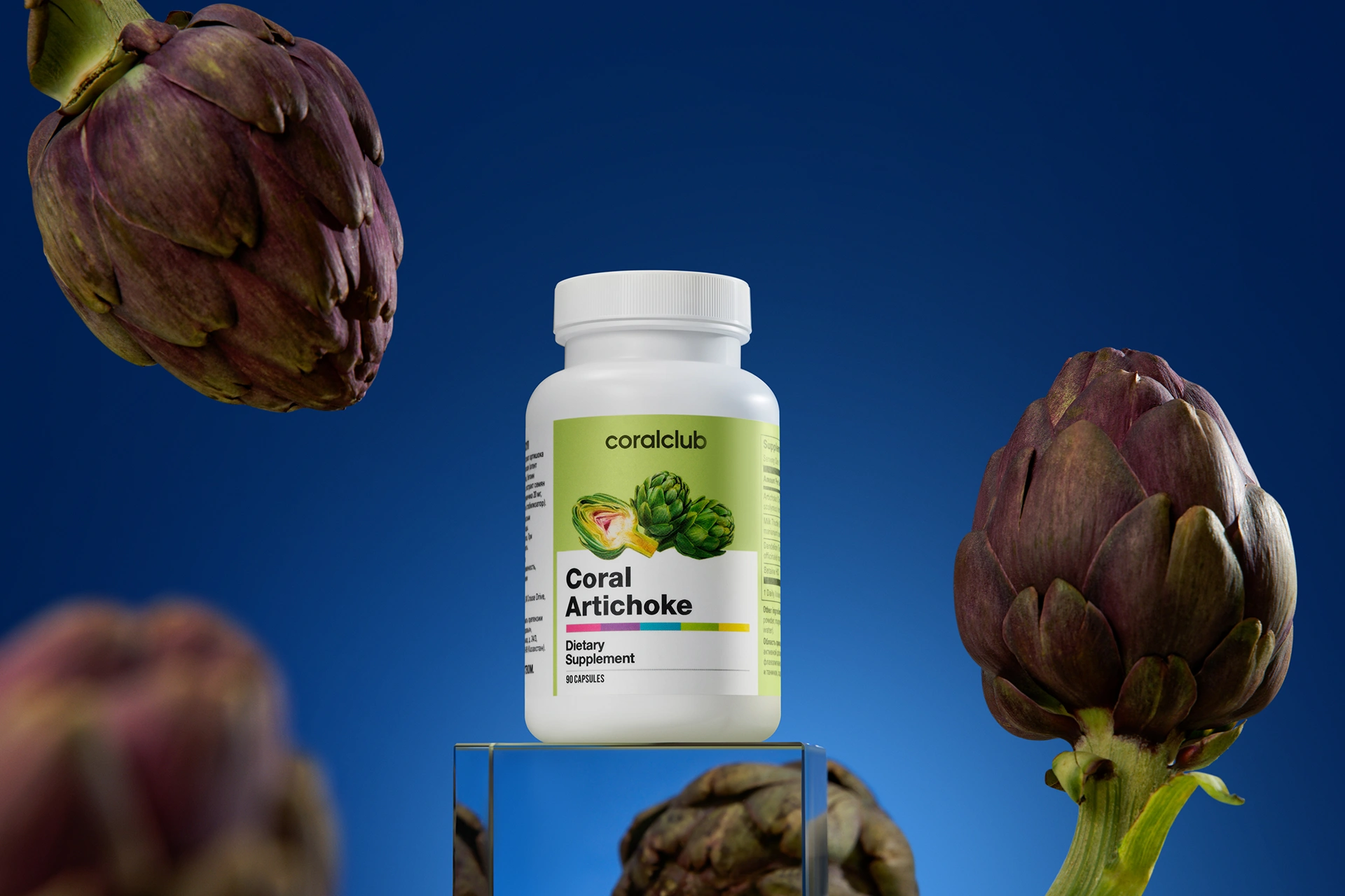 Coral Artichoke – complemento alimenticio. Peso neto: 69 g.