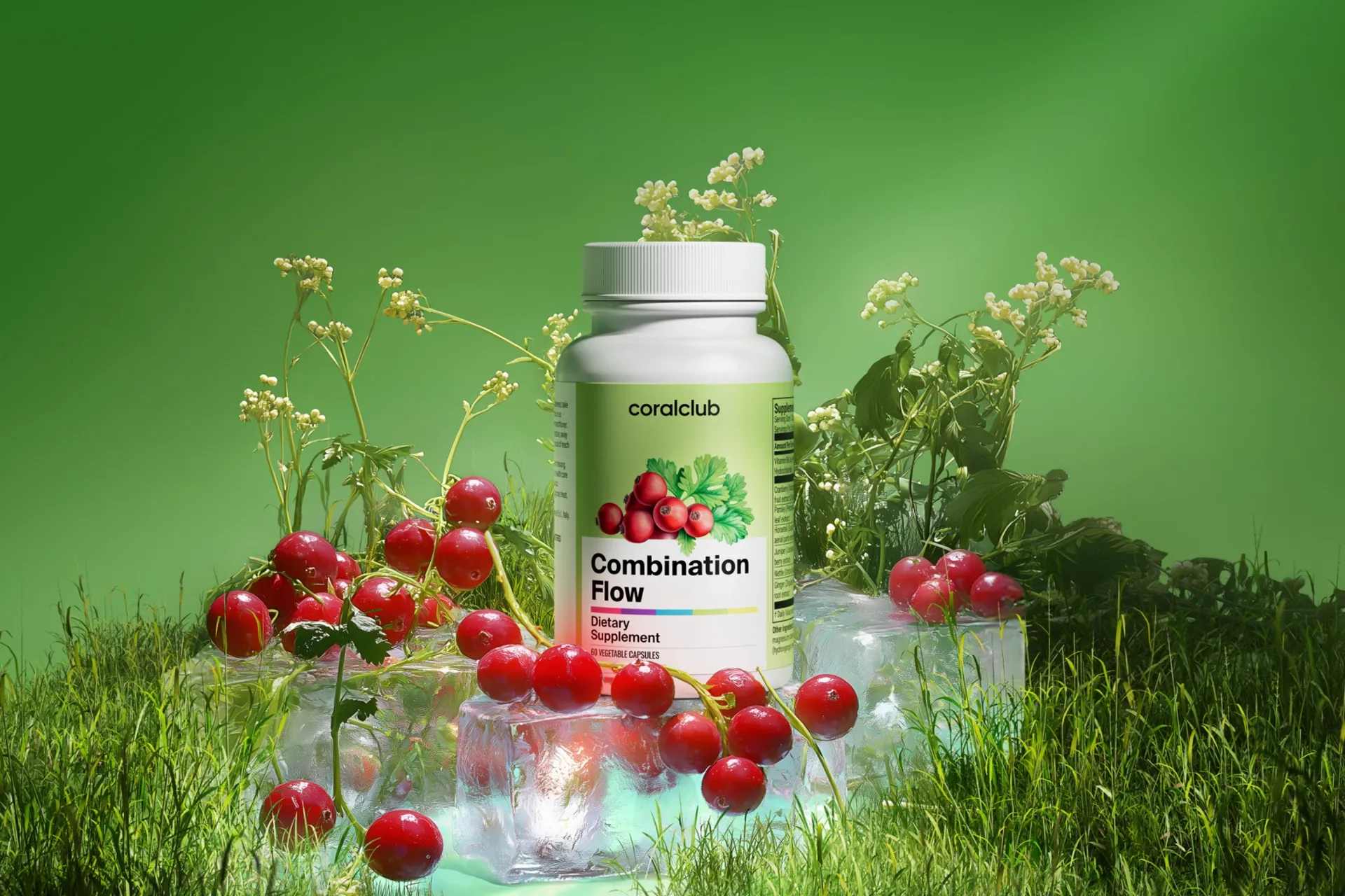 Combination Flow – complemento alimenticio. Peso neto: 42 g.